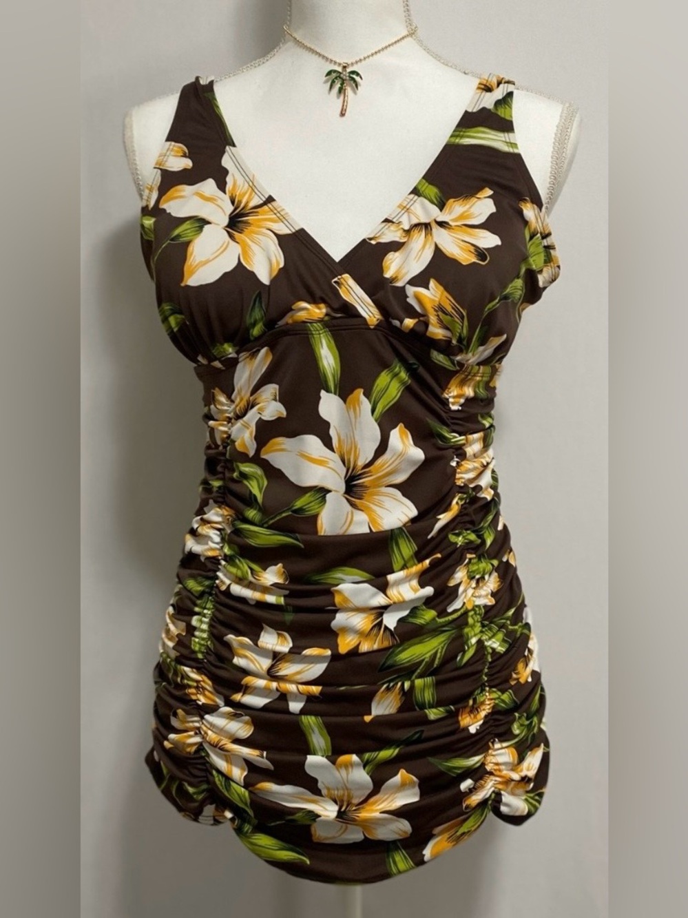 Tropical Escape Brown and Cream Swimwear